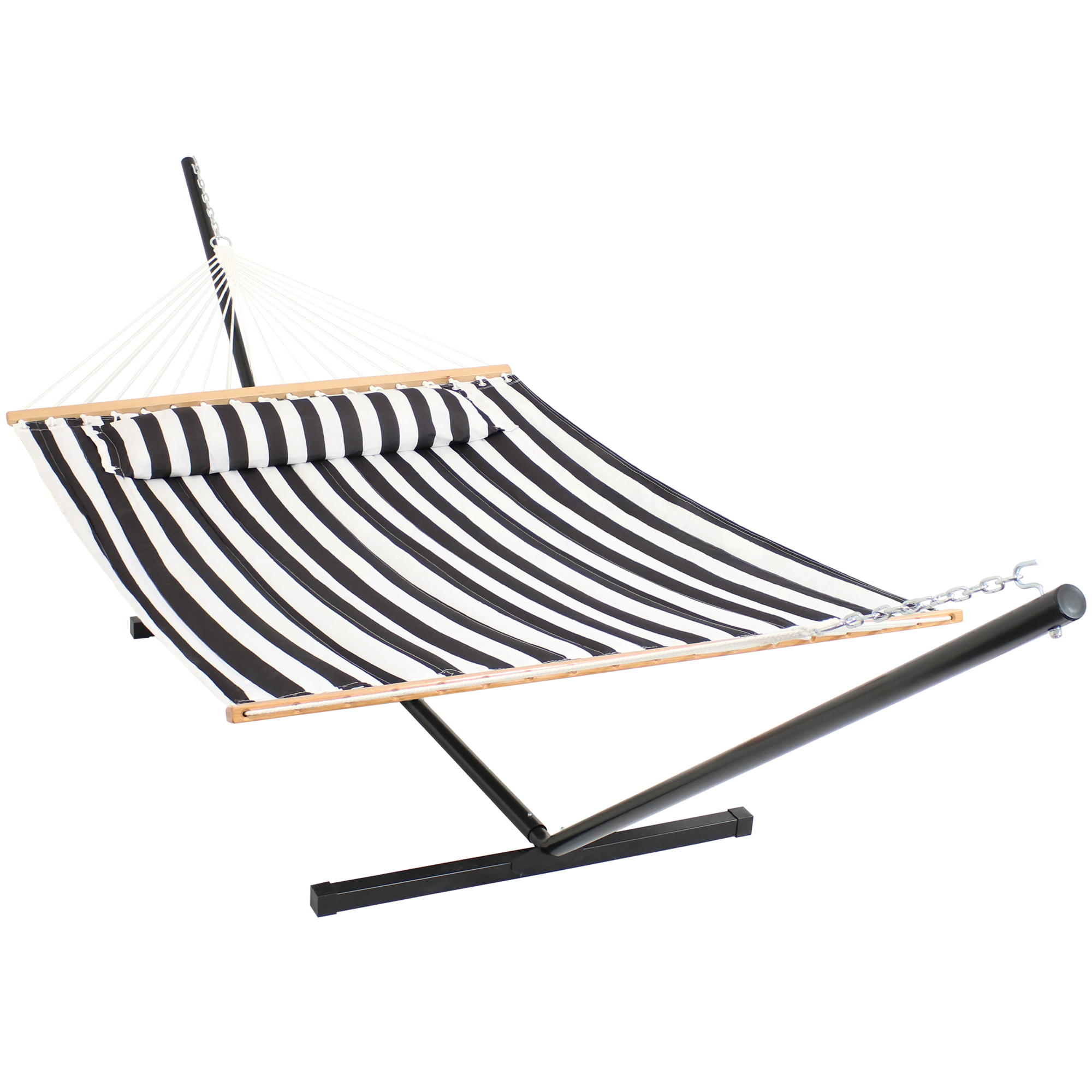 Sunnydaze Decor, Quilted Spreader Bar Hammock - Black White, Color Black, Capacity 350 lb, Material Polyester, Model# LY-QFH-BLK-COMBO